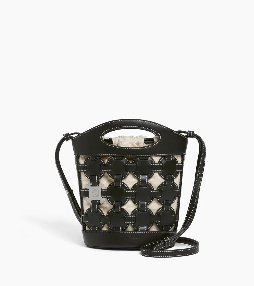 Small bucket bag Le Potier in canvas cotton and smooth leather | Le Tanneur