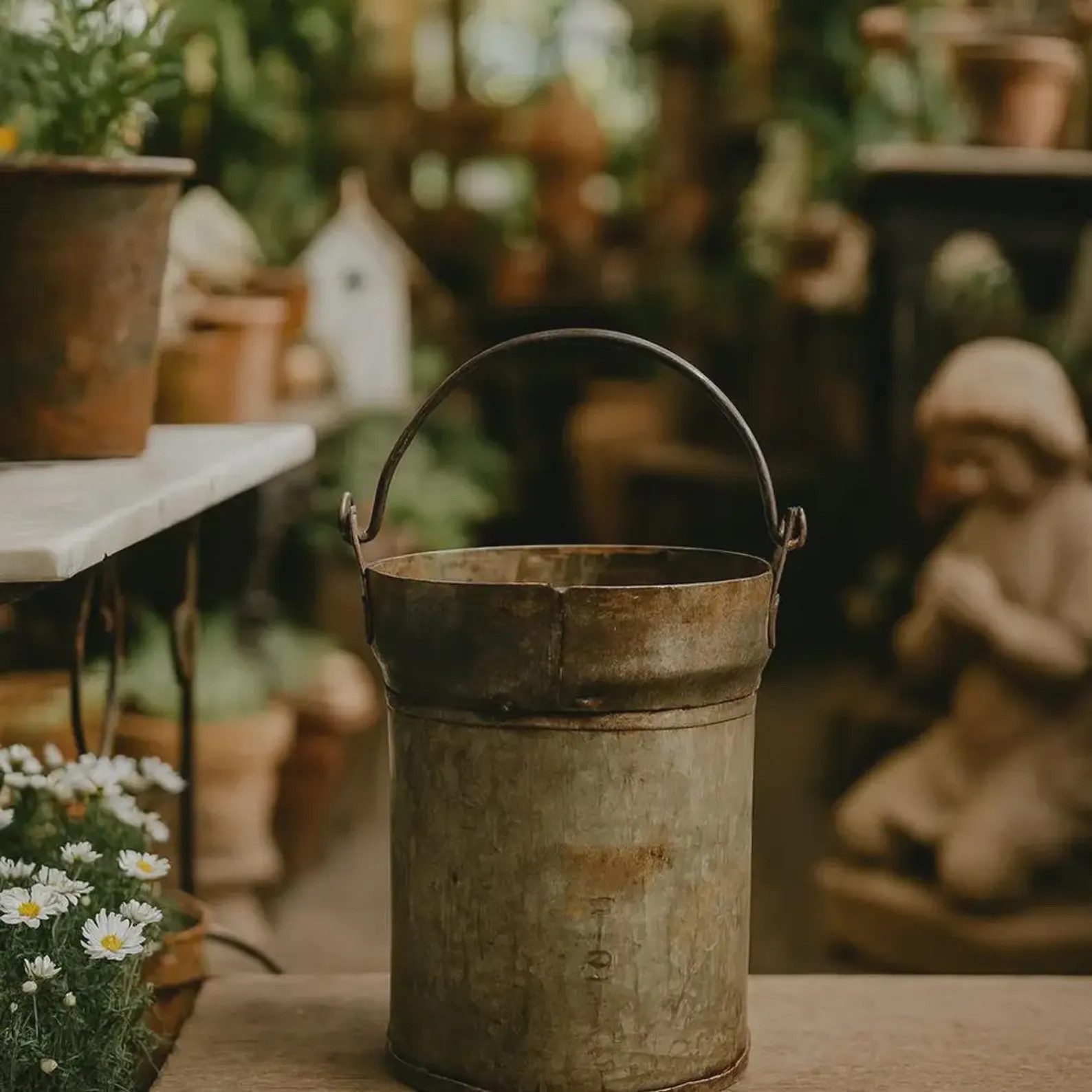Antique Galvanized Bucket Planter – Rustic Garden Accent | Etsy (US)