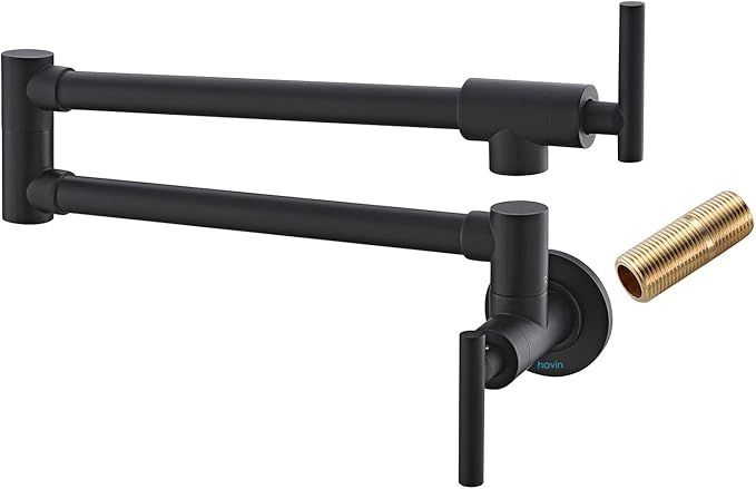 Havin Black Pot Filler,Pot Filler Faucet Wall Mount,with Double Joint Swing Arms,2 Handles with 2... | Amazon (US)