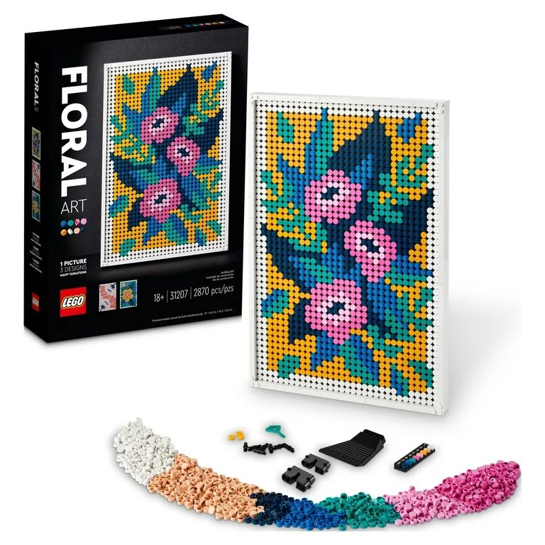 LEGO ART Floral Art 31207, 3in1 Flowers Wall Decoration Set, Arts and Crafts for Adults, Creative... | Walmart (US)