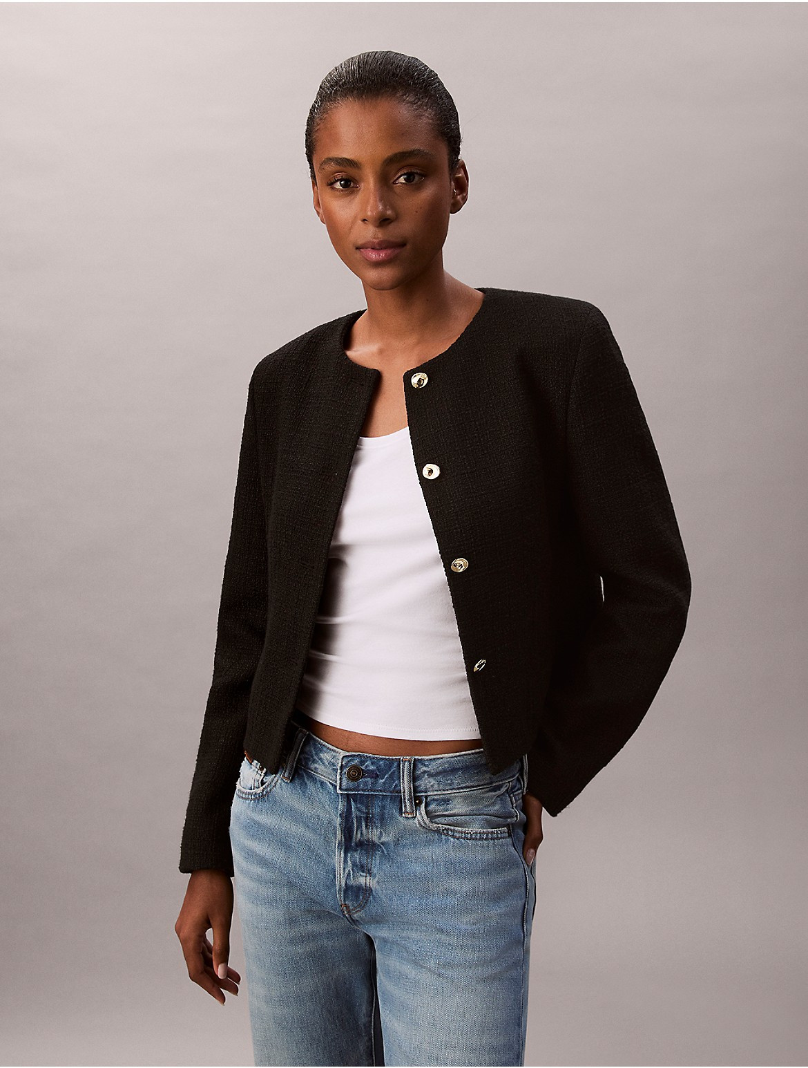 Calvin Klein Women's Tweed Jacket - Black - 2 | Calvin Klein (US)