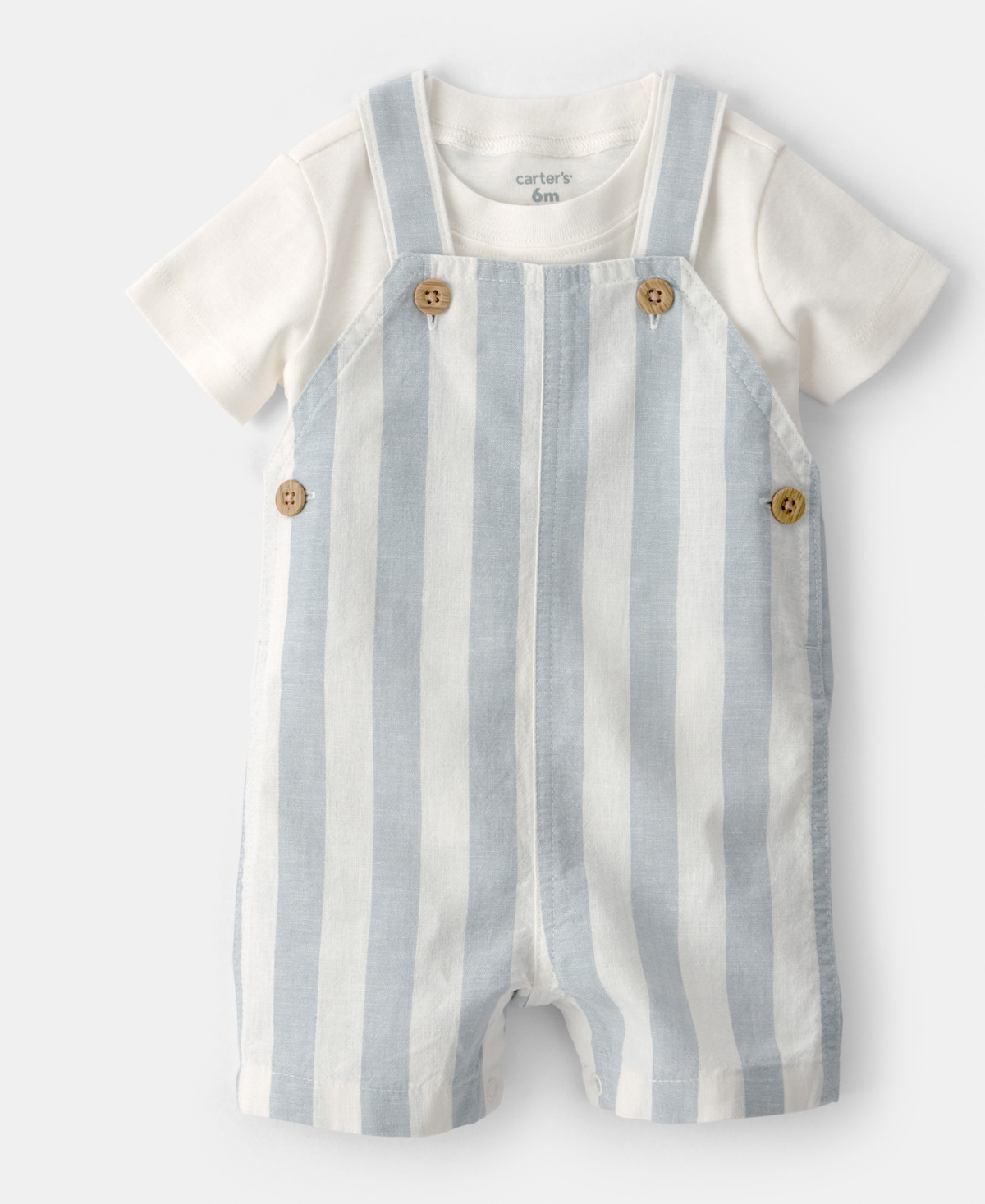 Carter's Baby Boys' Short-Sleeve T-Shirt and Stripe Romper, 2-Piece Set - Blue/Cream | Macy's
