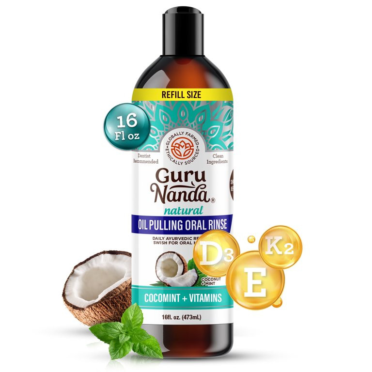 GuruNanda Cocomint Oil Pulling with Essential Oils and Vitamins - 16 oz | Walmart (US)