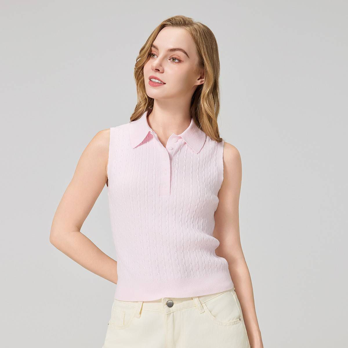 Women's Cable Polo Sweater - A New Day\u2122 Light Pink XS | Target