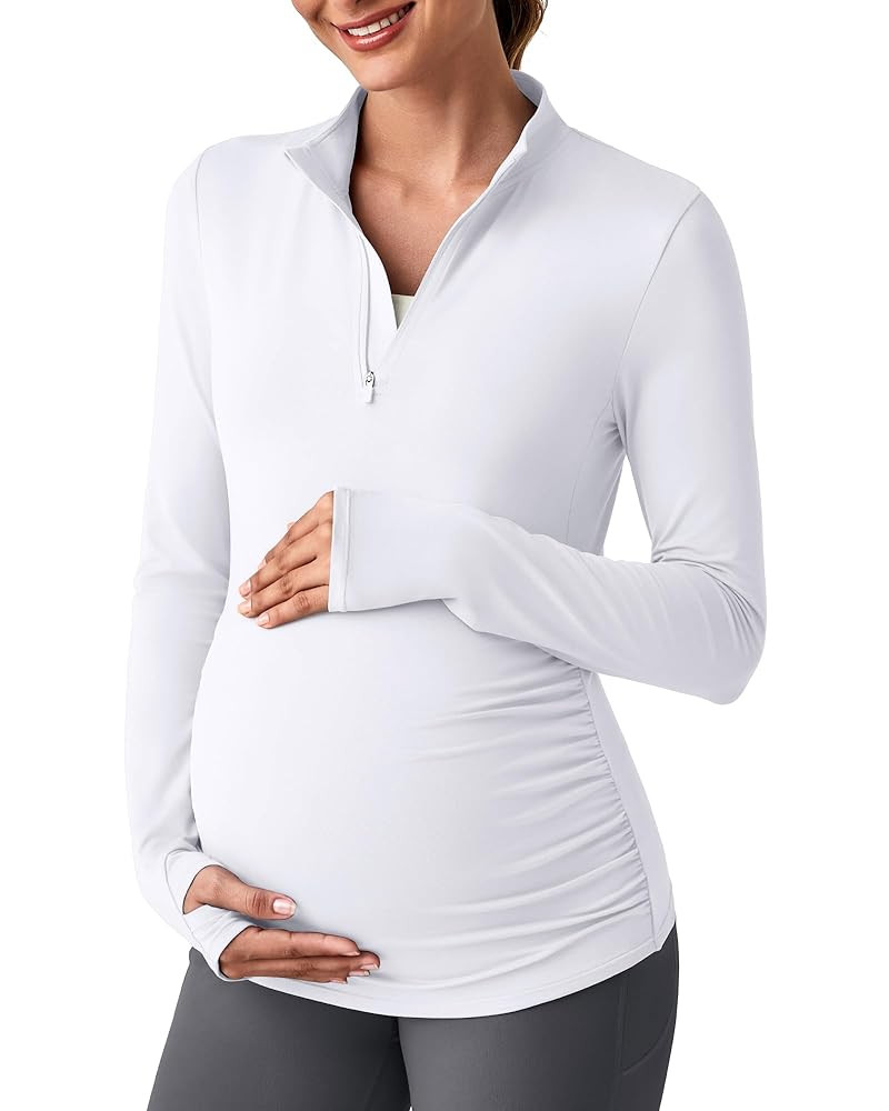 G4Free Lightweight Maternity Long Sleeve Workout Tops UPF 50+ Rash Guard Half Zip Sun Shirts Ruch... | Amazon (US)