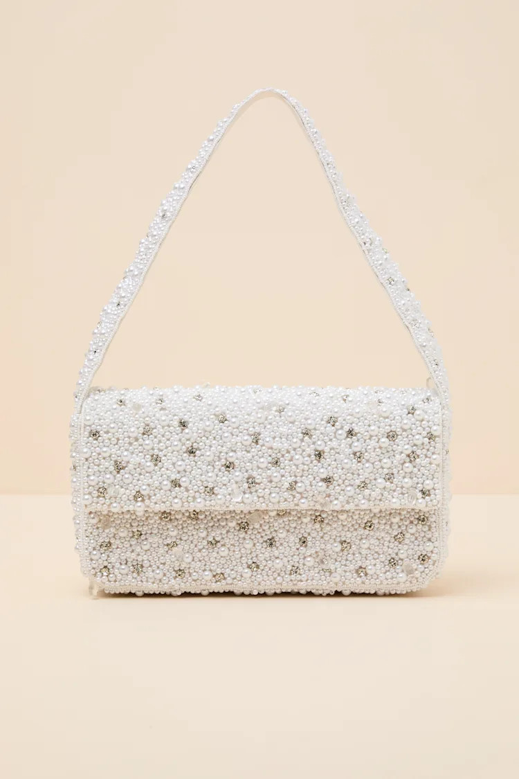 Vivi White Pearl Rhinestone Shoulder Bag | Lulus