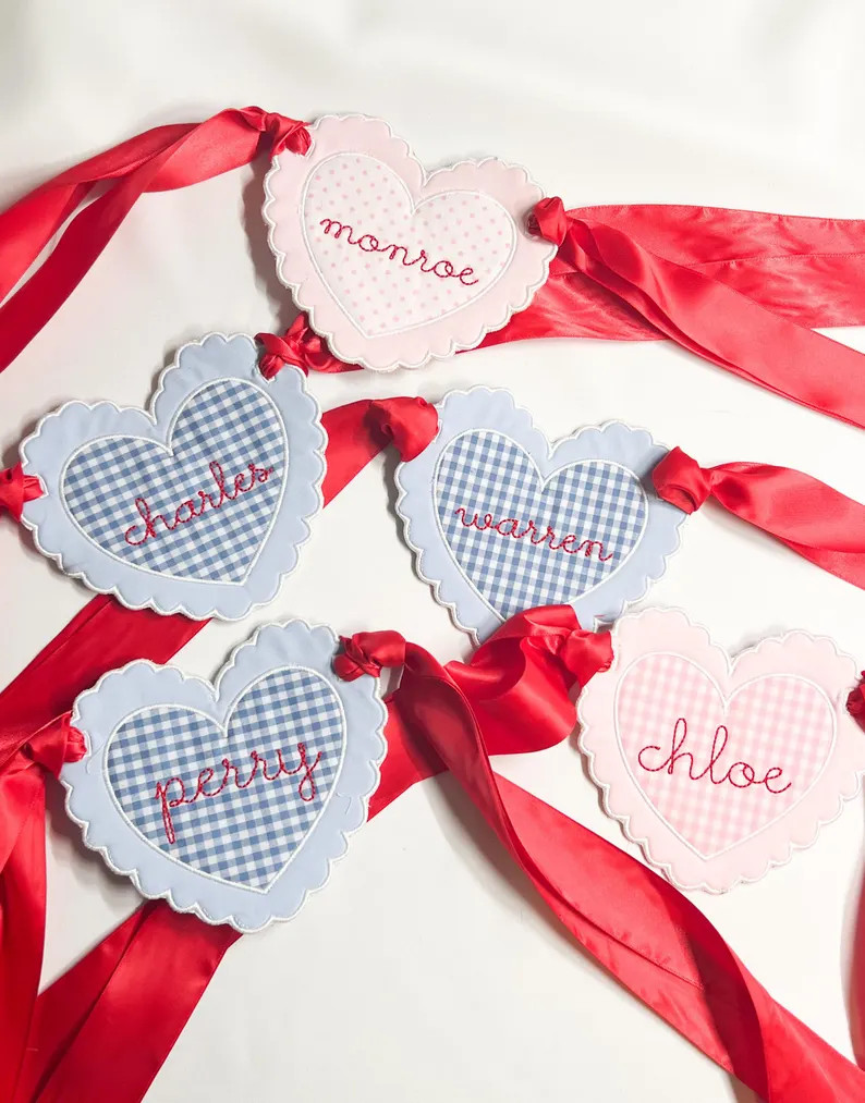 Embroidery Appliqué Valentine’s Heart tags | Etsy (US)