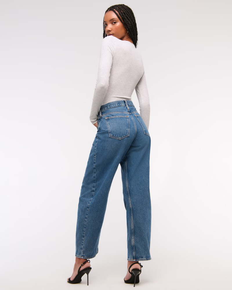 Curve Love Mid Rise Barrel Jean | Abercrombie & Fitch (US)