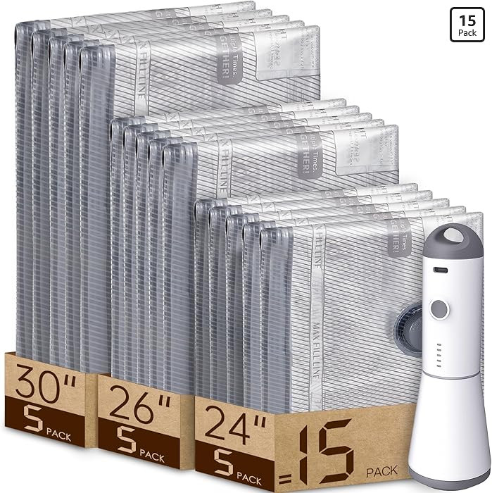 Vacbird Vacuum Bags for Travel with Rechargeable air Pump, Carry-on Size Compression Packing Bags... | Amazon (US)
