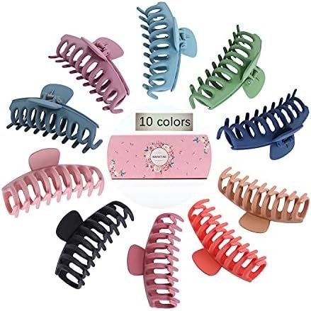 10 Colors Hair Claw Clips 4 Inch Matte Nonslip Large Hair Clips For Women Thick and Thin Hair Large  | Amazon (US)