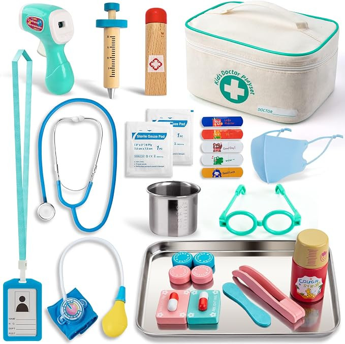 Kids Pretend Play Set of Doctor Toys, 27pcs Doctor Set with Role Play Kits Thermometer, Syringe, ... | Amazon (US)
