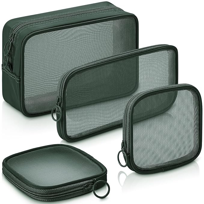 Weewooday 4 Pcs Mesh Makeup Bag Mesh Cosmetic Bag Travel Toiletry Bag Pouch with Zipper Mini Port... | Amazon (US)