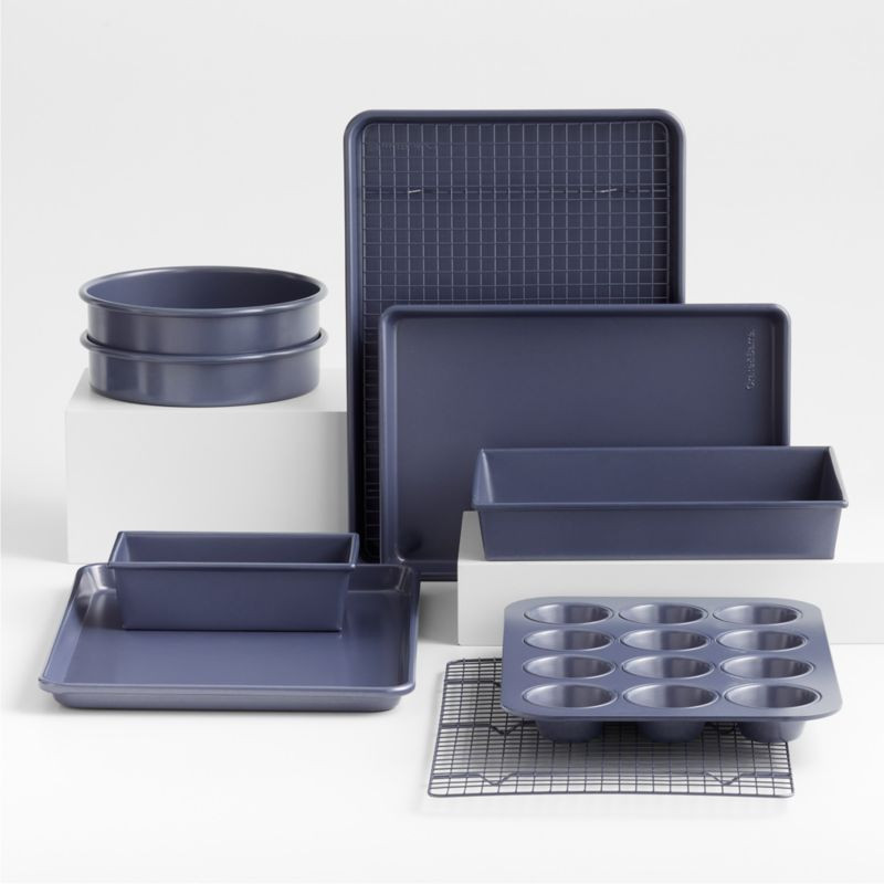 Crate & Barrel Slate Blue 10-Piece Non-Stick Bakeware Set + Reviews | Crate & Barrel | Crate & Barrel