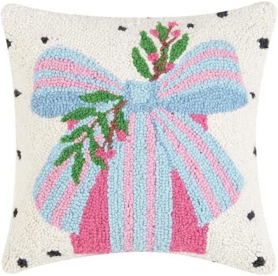 Peking Handicraft Pillow with Spotted Holiday Present Design, 14-inch Length, Wool and Poly Velve... | Amazon (US)