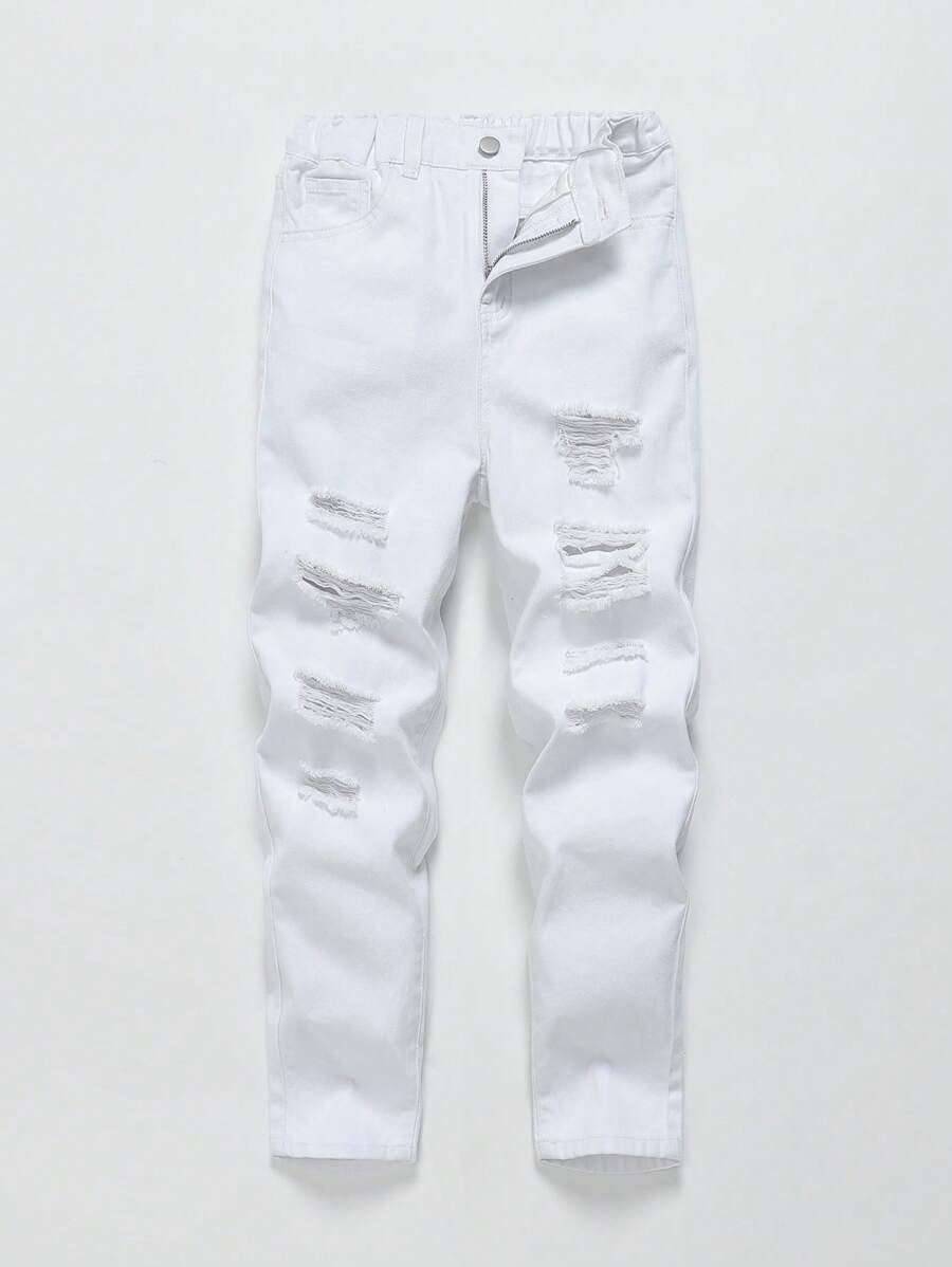 Tween Boy Ripped Frayed Slant Pocket Jeans | SHEIN