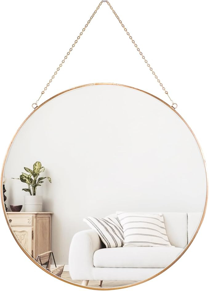 Dahey Hanging Circle Mirror Wall Decor Small Gold Round Mirror with Hanging Chain for Living Room... | Amazon (US)