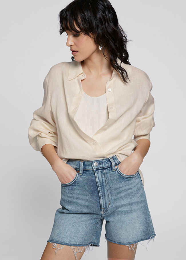 Slim Cut Frayed Edge Denim Shorts | & Other Stories (EU + UK)