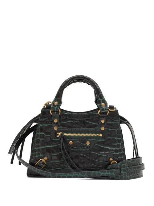 Balenciaga - Neo Classic Mini Croc-effect Leather Bag - Womens - Green | Matches (US)