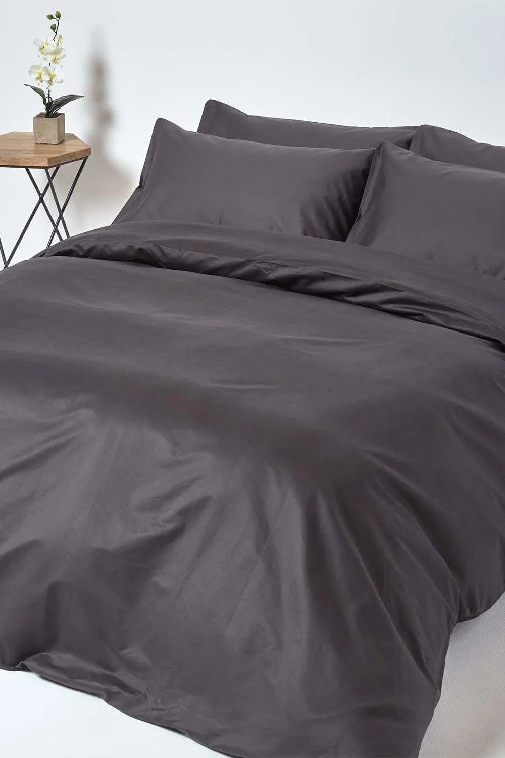 Charcoal Homescapes Egyptian Cotton Duvet Cover with Pillowcase 1000 TC | Debenhams | Debenhams UK