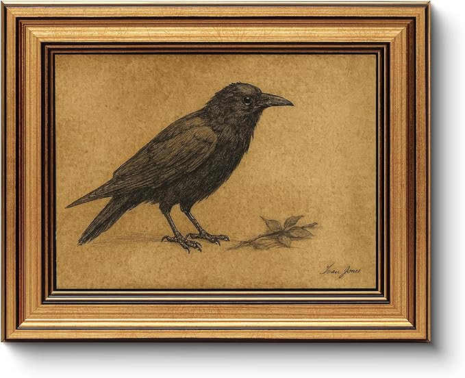 WHASAYART Gold Framed Wall Art for Living Room, Crow Painting Prints, Vintage Animal Wall Decor f... | Amazon (US)