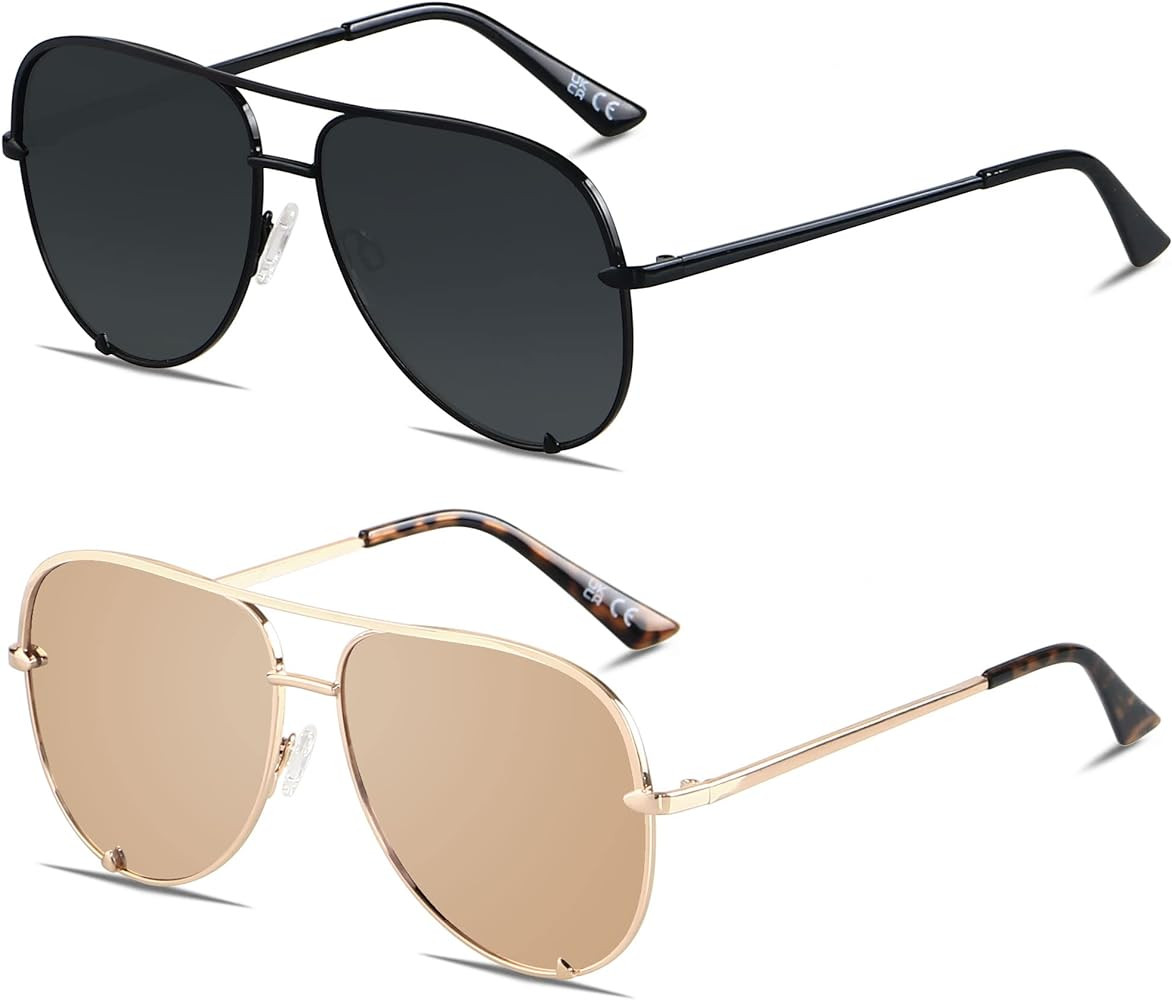 ANDWOOD Oversized Aviator Sunglasses for Women Men Big Large UV Protection Fashion Sun glasses | Amazon (US)