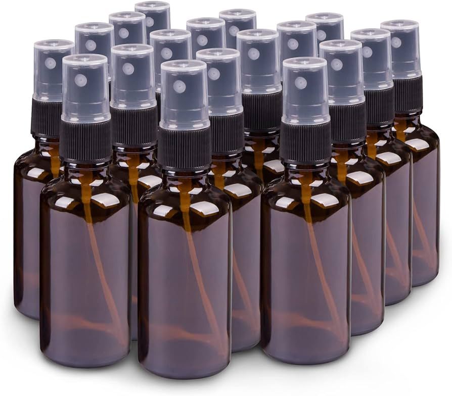 Small Amber Glass Spray Bottles For Essential Oils, 2oz Empty Fine Mist Mini Spray Bottles, Set o... | Amazon (US)