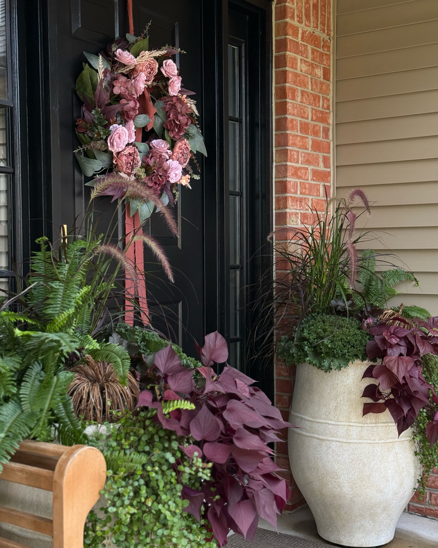 This and watching You’ve got mail on repeat! What’s your fav fall movie? 

For those asking, I’ve listed the plants individually towards the end of the slide. Yes, they are real but I did link similar faux options as well. 

Purple fountain grass
Kimberly queen fern
Ornamental cabbage
Sweet potato vine
Wire vine
Coral bells 

See previous posts for fall planter tips.

#LTKHome #LTKSeasonal #LTKSaleAlert