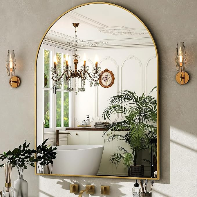 HARRITPURE Arched Wall Mirror 30"x40" Gold Arch Bathroom Vanity Mirror | Metal Frame Modern Mirro... | Amazon (US)