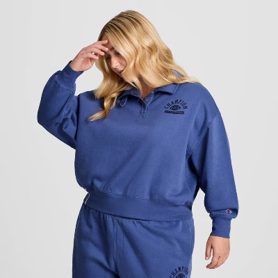 Champion Women's Long Sleeve Fleece 1/4 Snap Cropped Pullover | Target