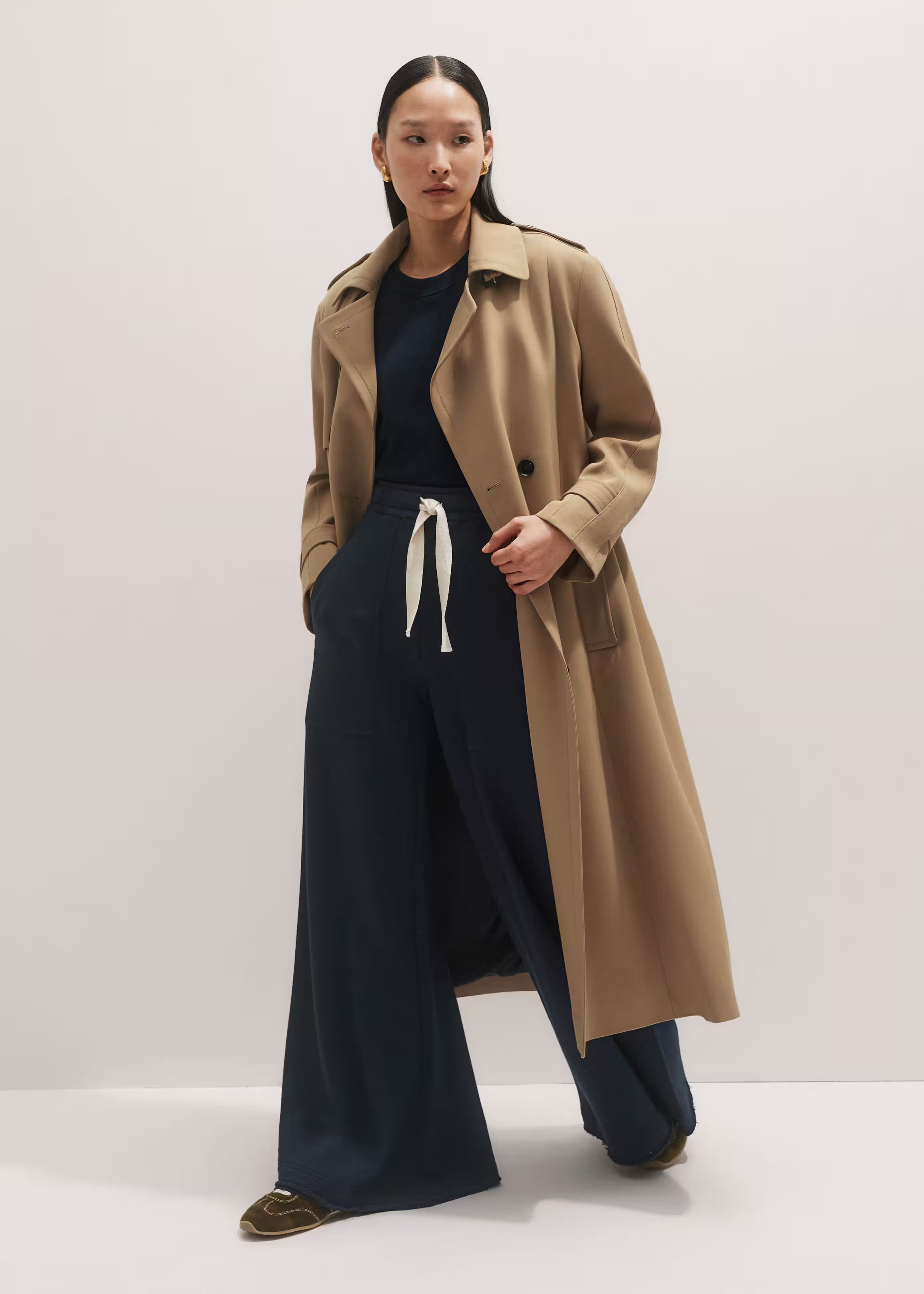 Relaxed Shoulder Trench Coat Wool-Blend Tailoring | ME+EM Global (Excluding US)