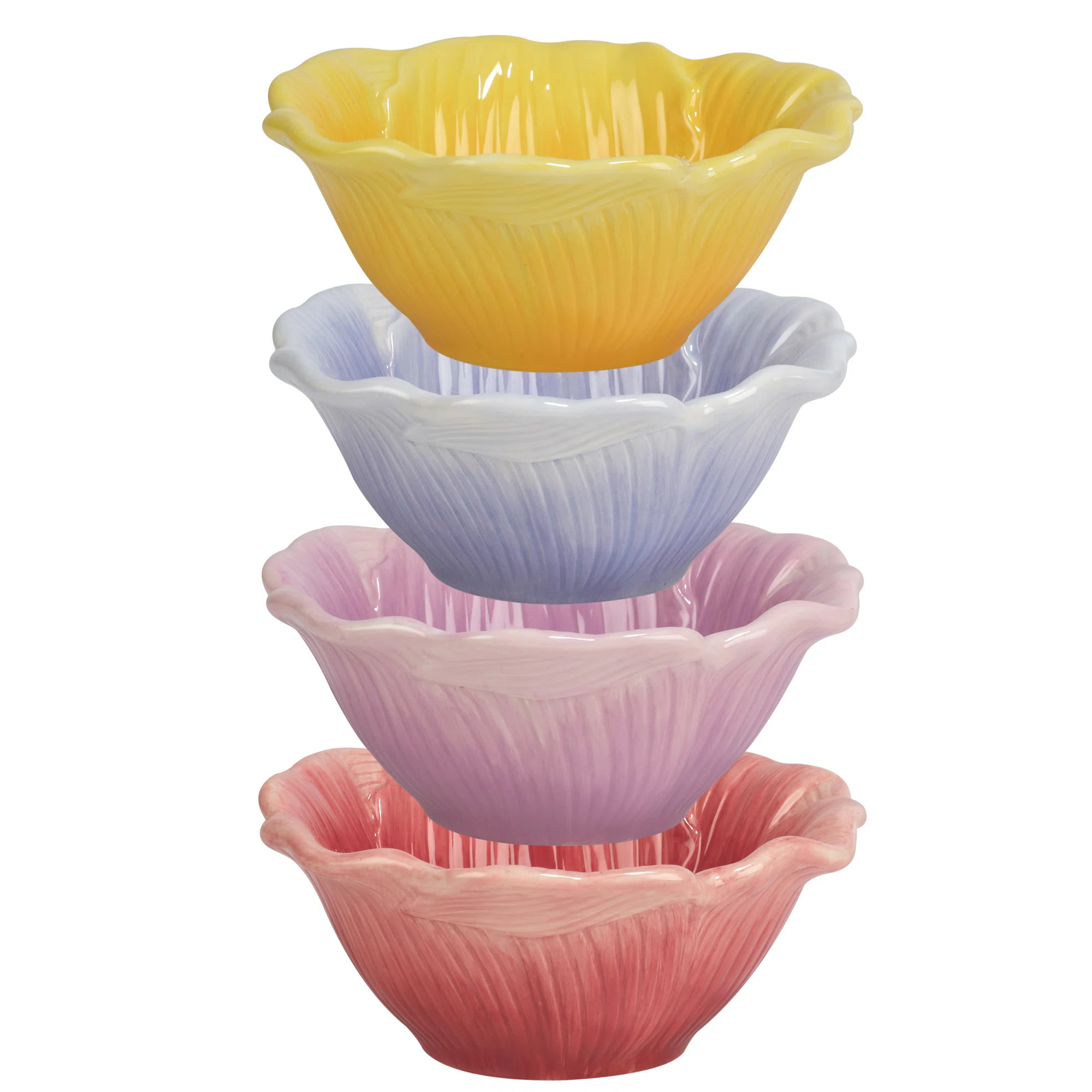 Hummingbirds Set of 4 3-D Floral Ice Cream Bowls 4 asst (Set of 4) | Wayfair North America