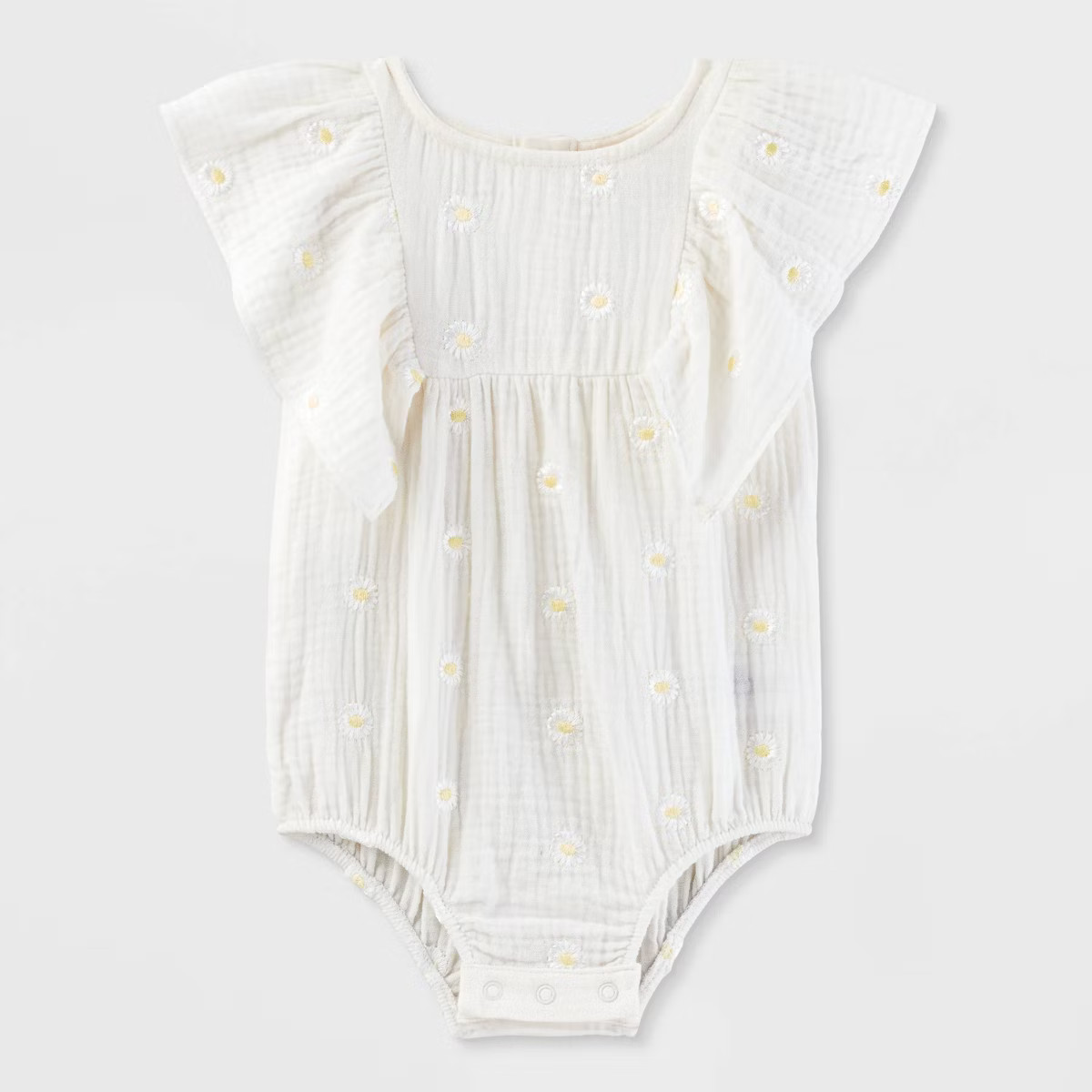 Baby Girls' Daisy Embroidered Bubble Romper - Cat & Jack™ Cream | Target