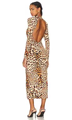 ROTATE Cheetah Long Dress in Almond Comb from Revolve.com | Revolve Clothing (Global)