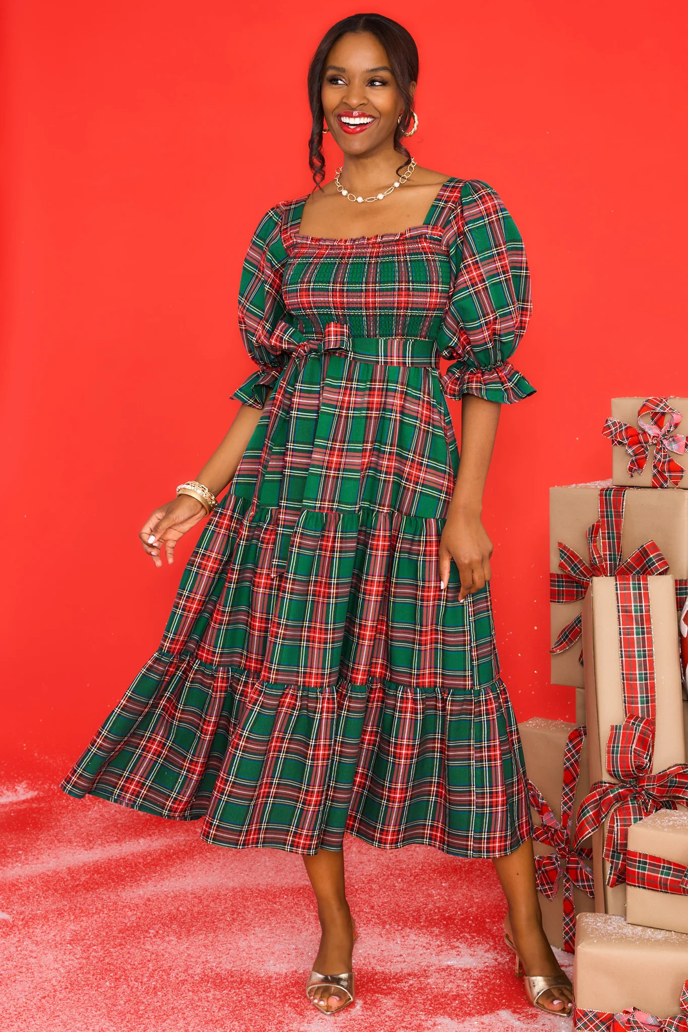 All Is Calm Green Plaid Maxi Dress | Red Dress 