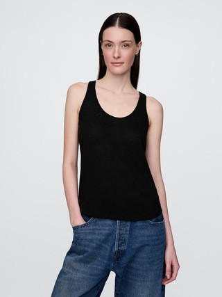 Linen-Blend Racerback Tank Top | Gap (US)