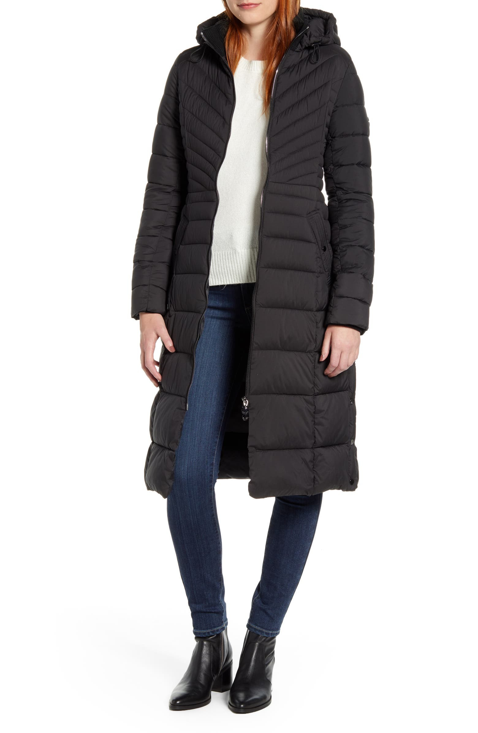 Hooded Long Quilted Coat | Nordstrom Rack