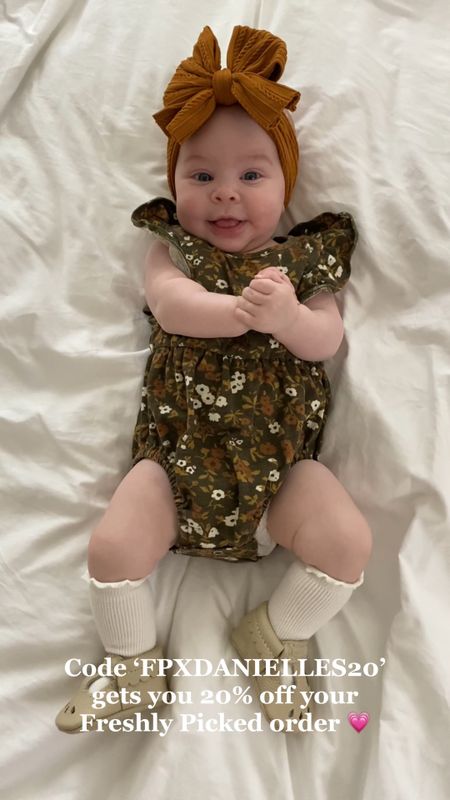 Baby girl outfit inspo 🧡 

Baby girl outfits, baby girl spring outfits, baby girl summer outfits, baby rompers, Chubby Bubby Baby, Freshly Picked, baby moccasins, baby socks, baby headbands 

#LTKstyletip #LTKfamily #LTKbaby