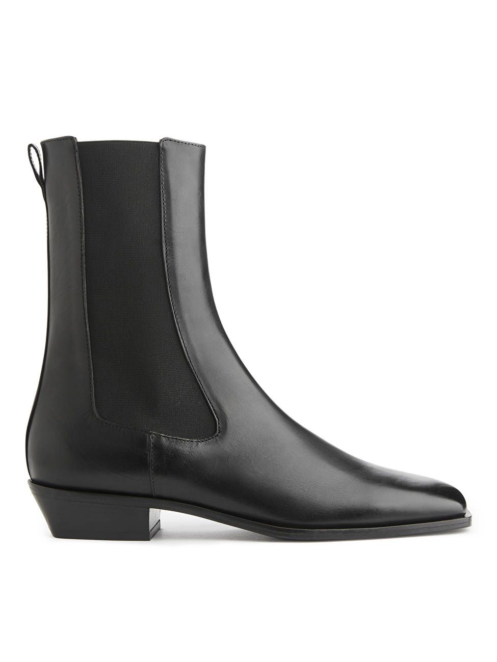 Square-Toe Leather Boots - Black - Shoes - ARKET GB | ARKET
