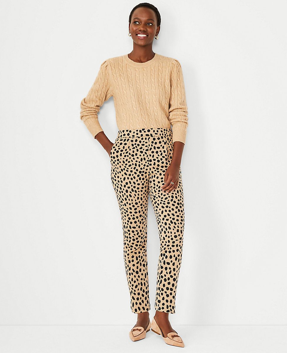 The High Waist Easy Ankle Pant in Animal Print | Ann Taylor (US)