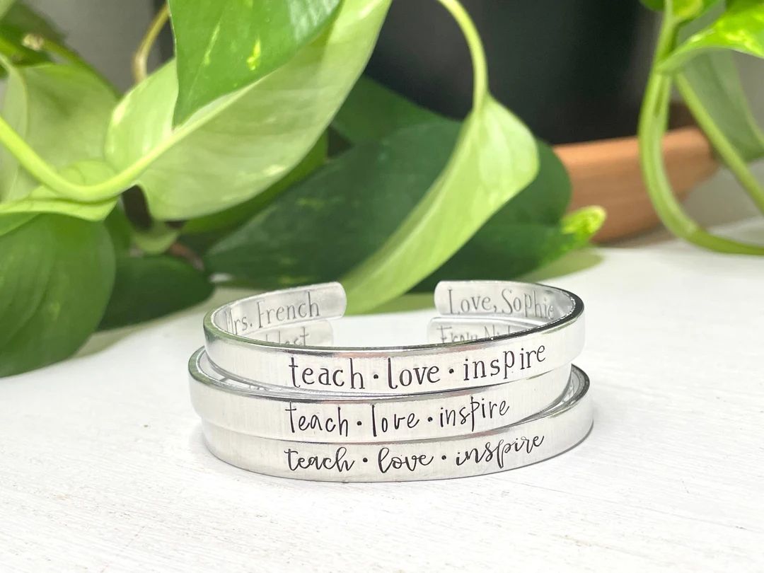 Teach Love Inspire Bracelet Personalized Teacher Gifts - Etsy | Etsy (US)
