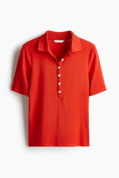 H & M - Ribbed Polo Shirt - Red | H&M (US + CA)