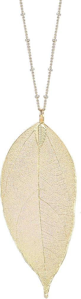 Filigree Long Leaf Pendant Dangle Necklace and Earring Jewelry Set | Amazon (US)