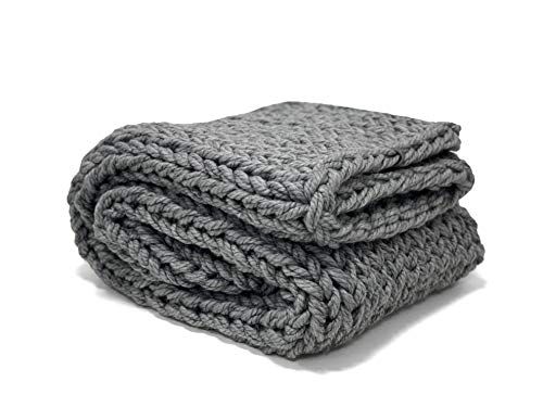 Сhunky knit blanket throw bed couch– giant knit blanket grey in different sizes | Amazon (US)