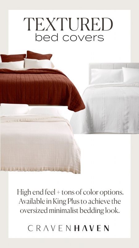 Simple, elevated bed covers. I love the textured options, they’d be perfect for layering or the oversized king plus option would give the understated draped bedding look! 

#LTKhome #LTKxTarget #LTKsalealert