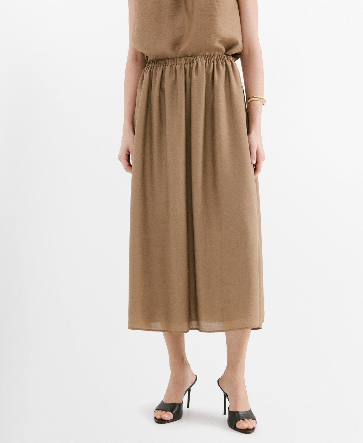 Mango Women's Gathered Midi Skirts - Brown | Macy's