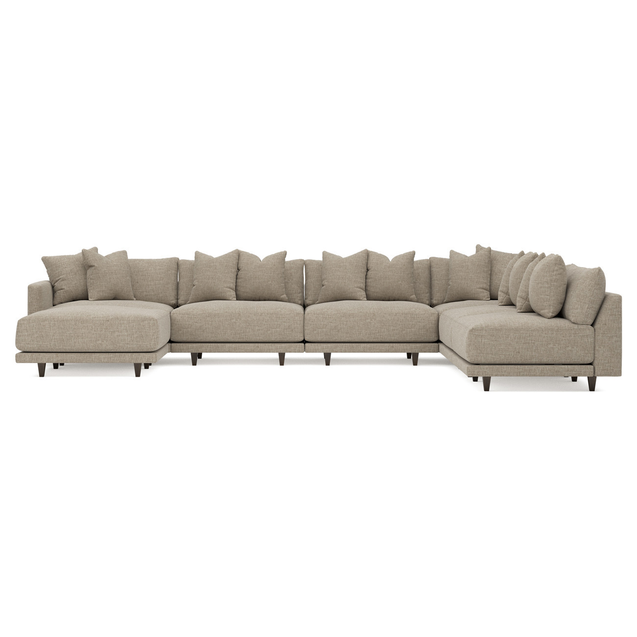 Toulouse Sand Modular 7-Piece Corner Sectional With Ottoman - Left End - 171 | Kathy Kuo Home