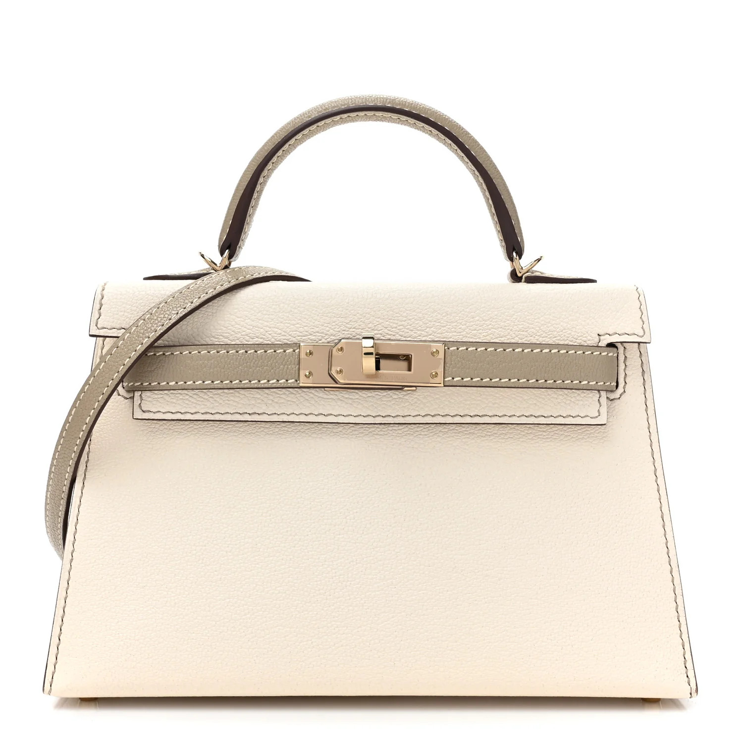 Chevre Mysore Horseshoe Mini Kelly Sellier 20 Nata Etoupe | FASHIONPHILE (US)