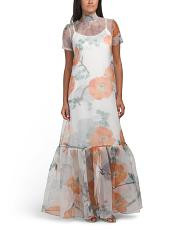 Short Sleeve Floral Long Dress | TJ Maxx