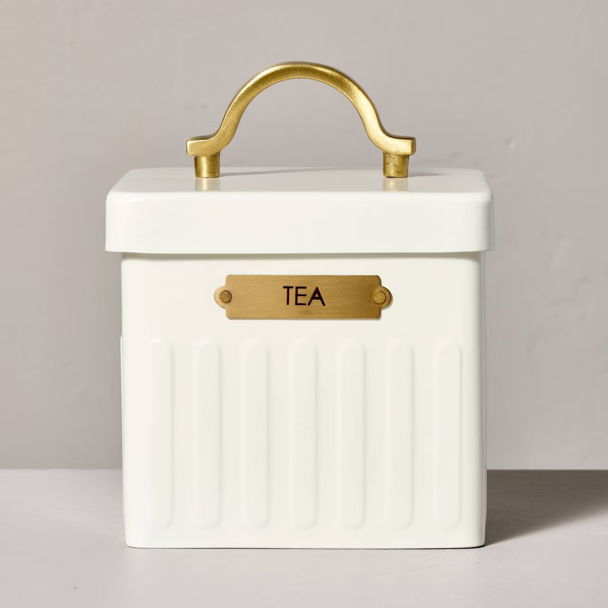 Metal Tea Tin Cream/Brass - Hearth & Hand™ with Magnolia | Target