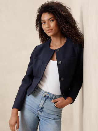 Boucle Collarless Jacket | Banana Republic Factory
